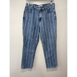 PacSun Women's Striped Mom Jeans Size 28, Blue & White Denim